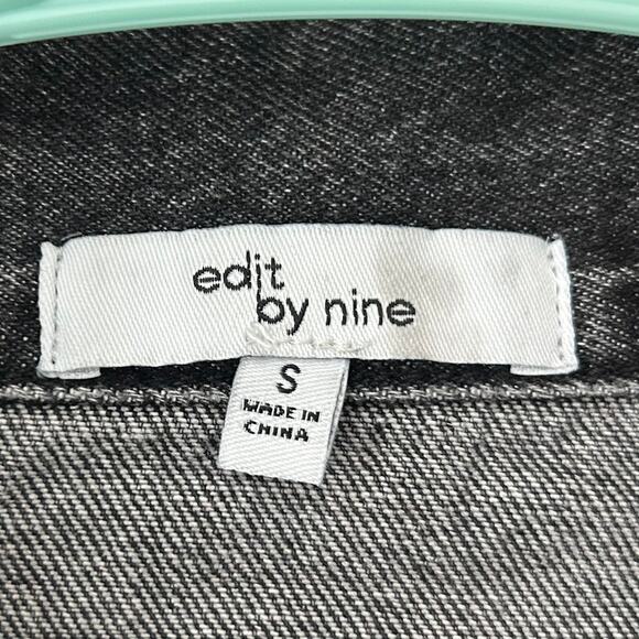 Edit by nine cropped denim jean jacket faded black grunge goth western outdoor S - Picture 9 of 9